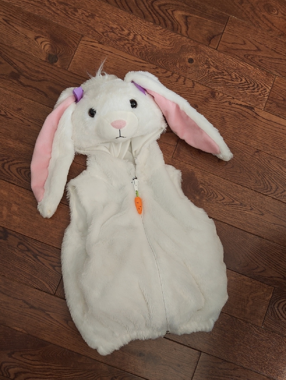 Plush Bunny Hooded Costume Vest - White with Pink Ears